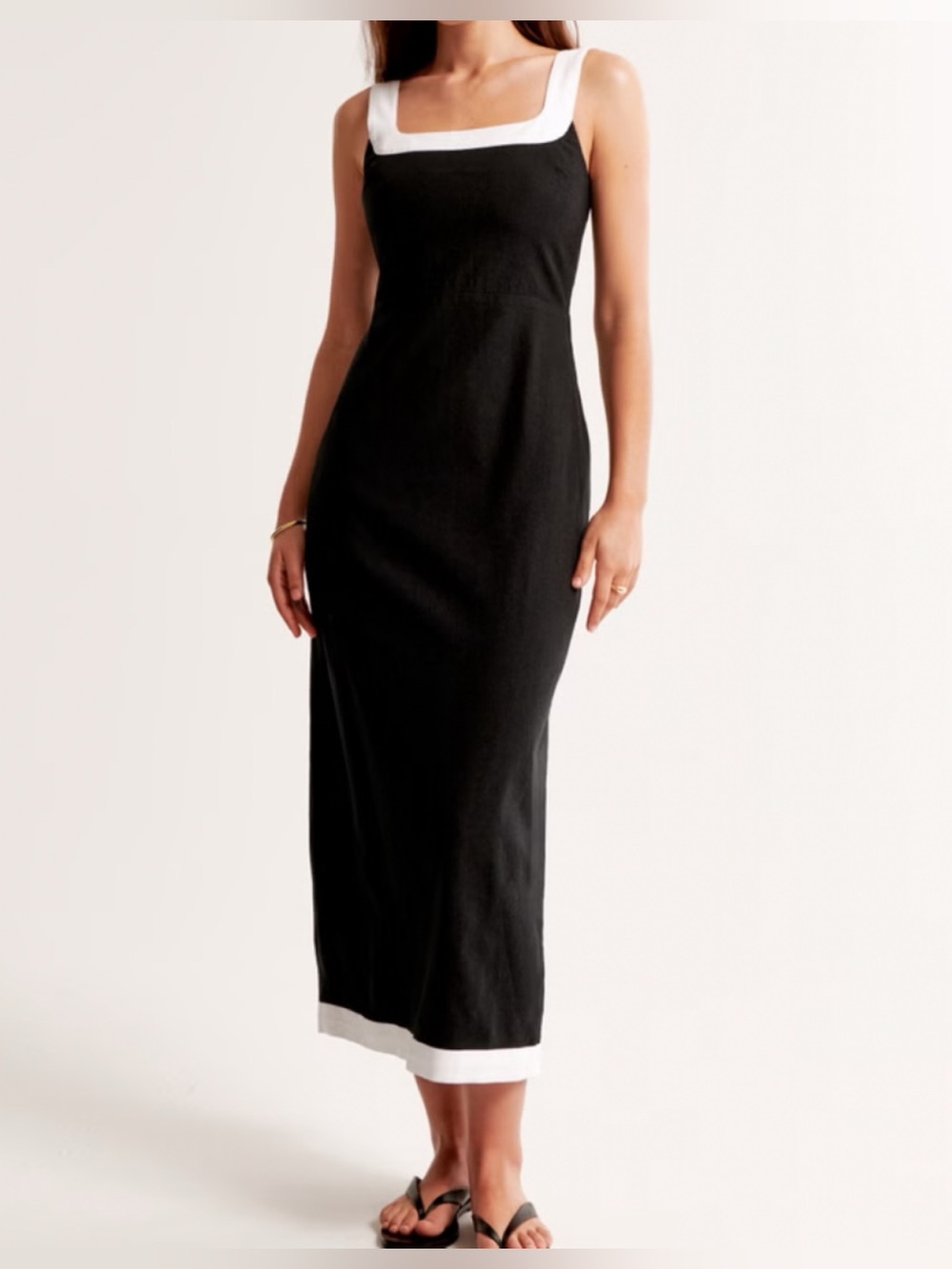 Abercrombie & Fitch Black Maxi Dress with White Trim